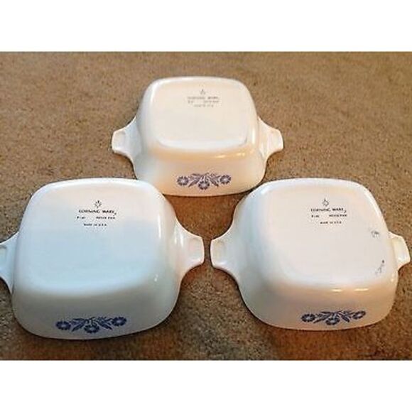 3 CORNING BLUE CORNFLOWER P-41 PETITE PAN CASSEROLE DISHES - Picture 4 of 7